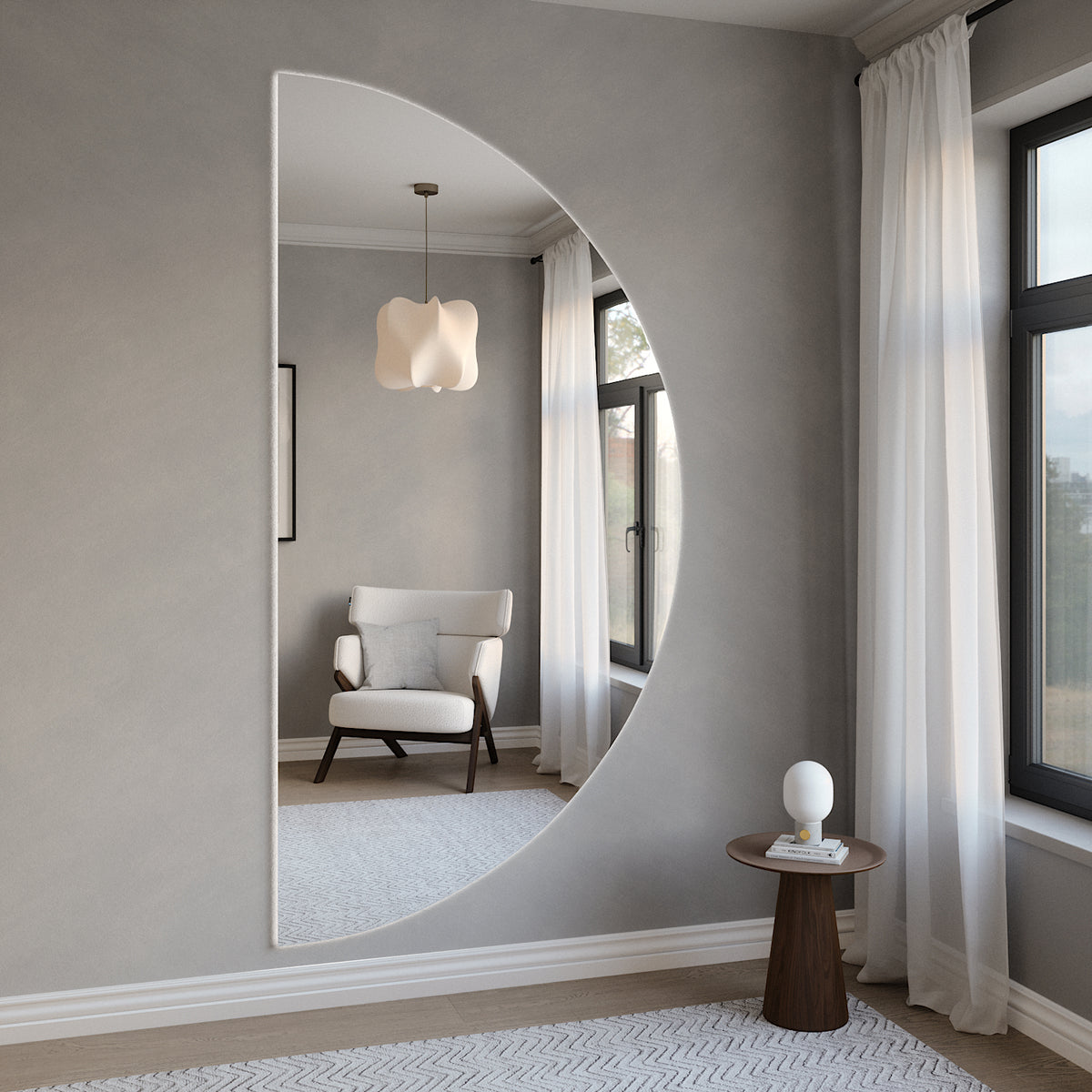 Extra Stor Halvmånespegel med LED-belysning (120x220 cm)