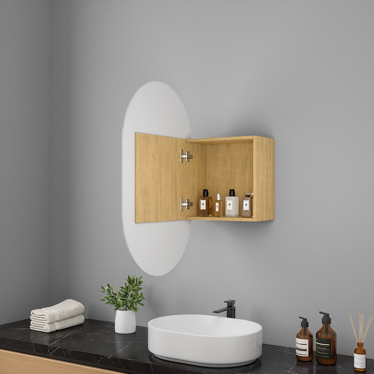 Mirror Cabinet Rounded Corner (50 cm)