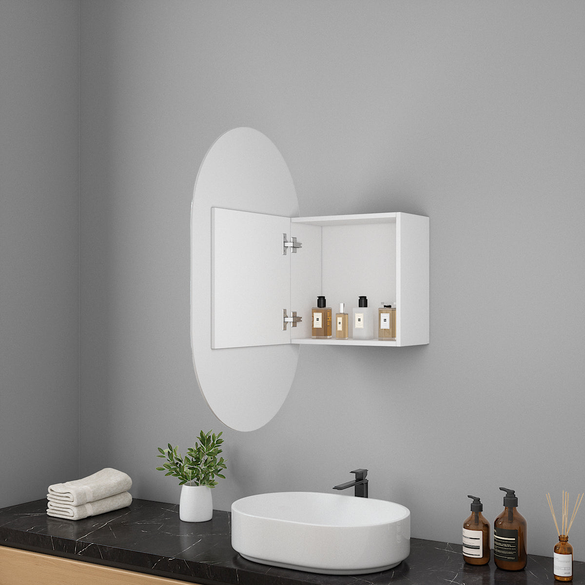 Mirror Cabinet Rounded Corner (50 cm)