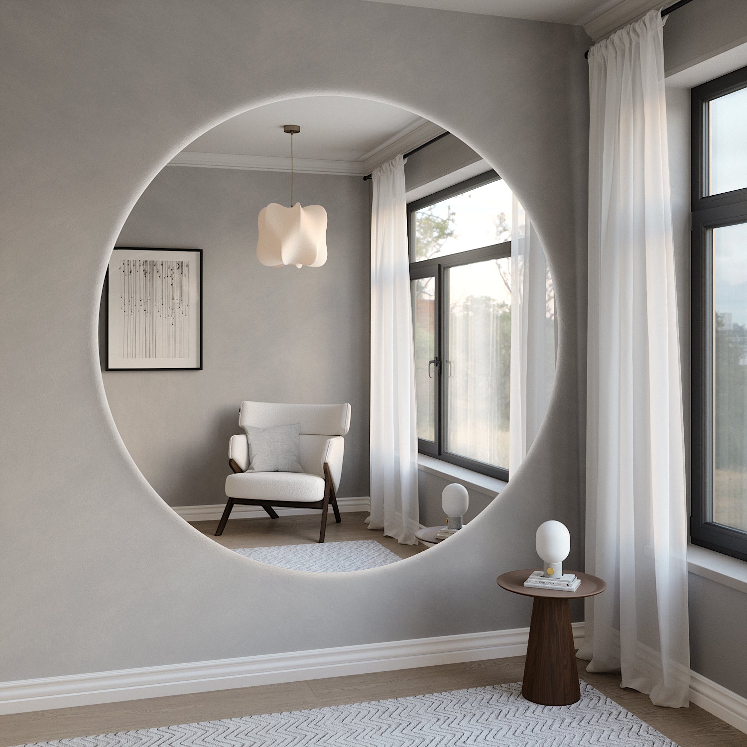 Extra-Large Round Mirror With LED-Lights (200cm)