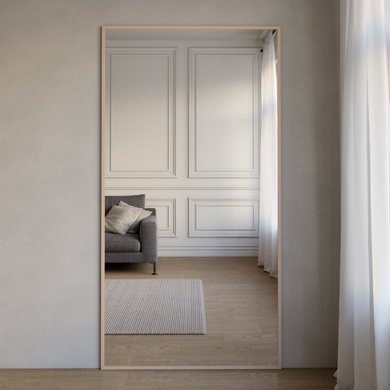 Slimline - Extra Stor Fullängdsspegel Med Björkram (110x210cm)