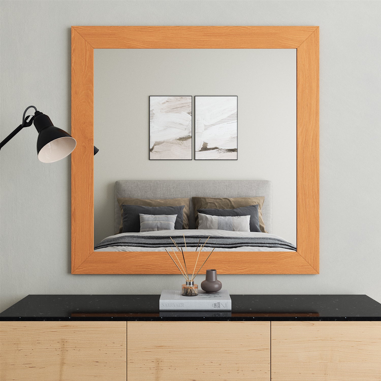 Spiegel mit Holzrahmen L (100x100cm)