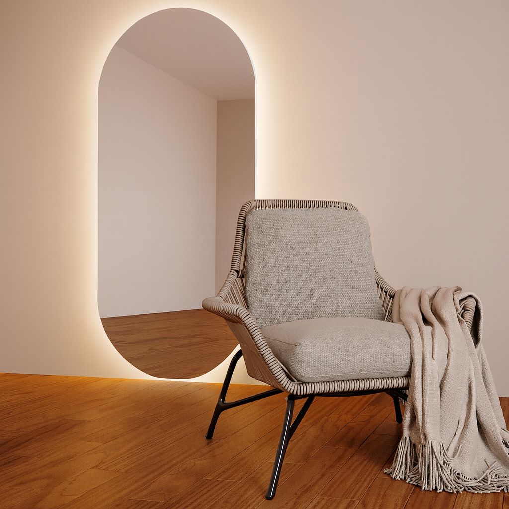 Puro-lattiapeili LED-valoilla (90x190 cm)