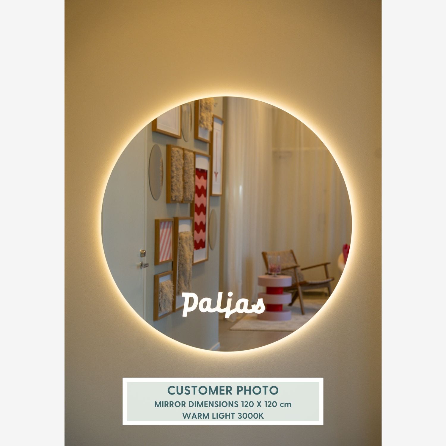 Jättivalopeili - pyöreä (150 cm)