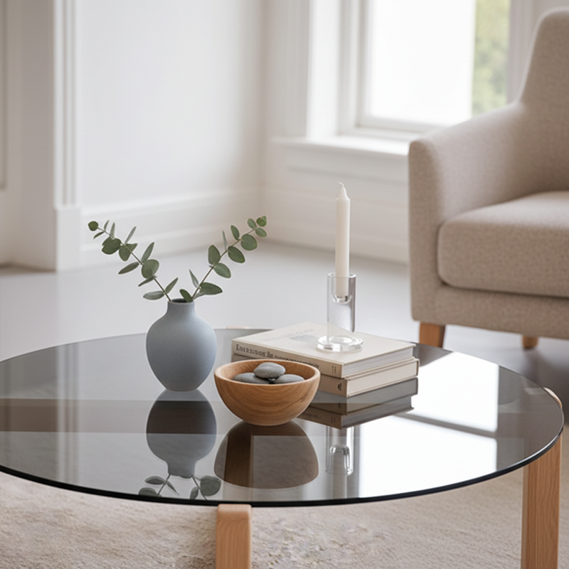 Pyöreä pöydän lasi