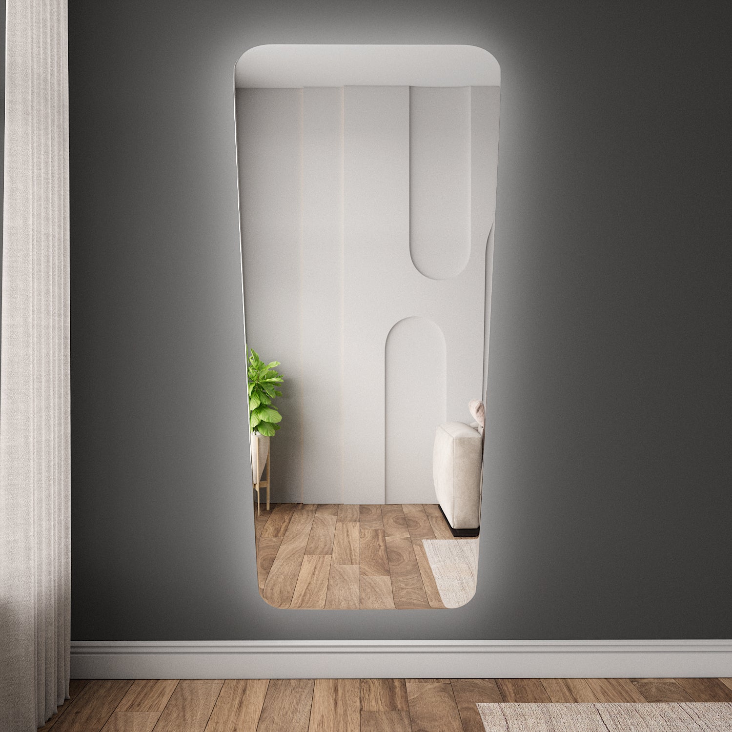 Retro lattiapeili LED-valoilla (98x183 cm)