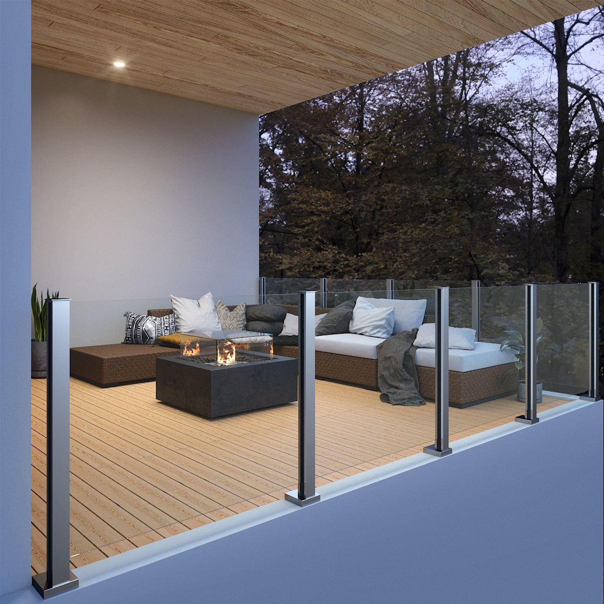 Slimline alumiinitolpallinen lasikaide