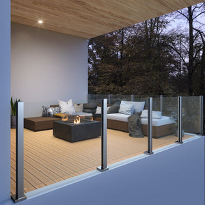 Slimline alumiinitolpallinen lasikaide