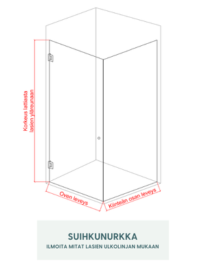 Suihkunurkka, kiinteä ja ovi