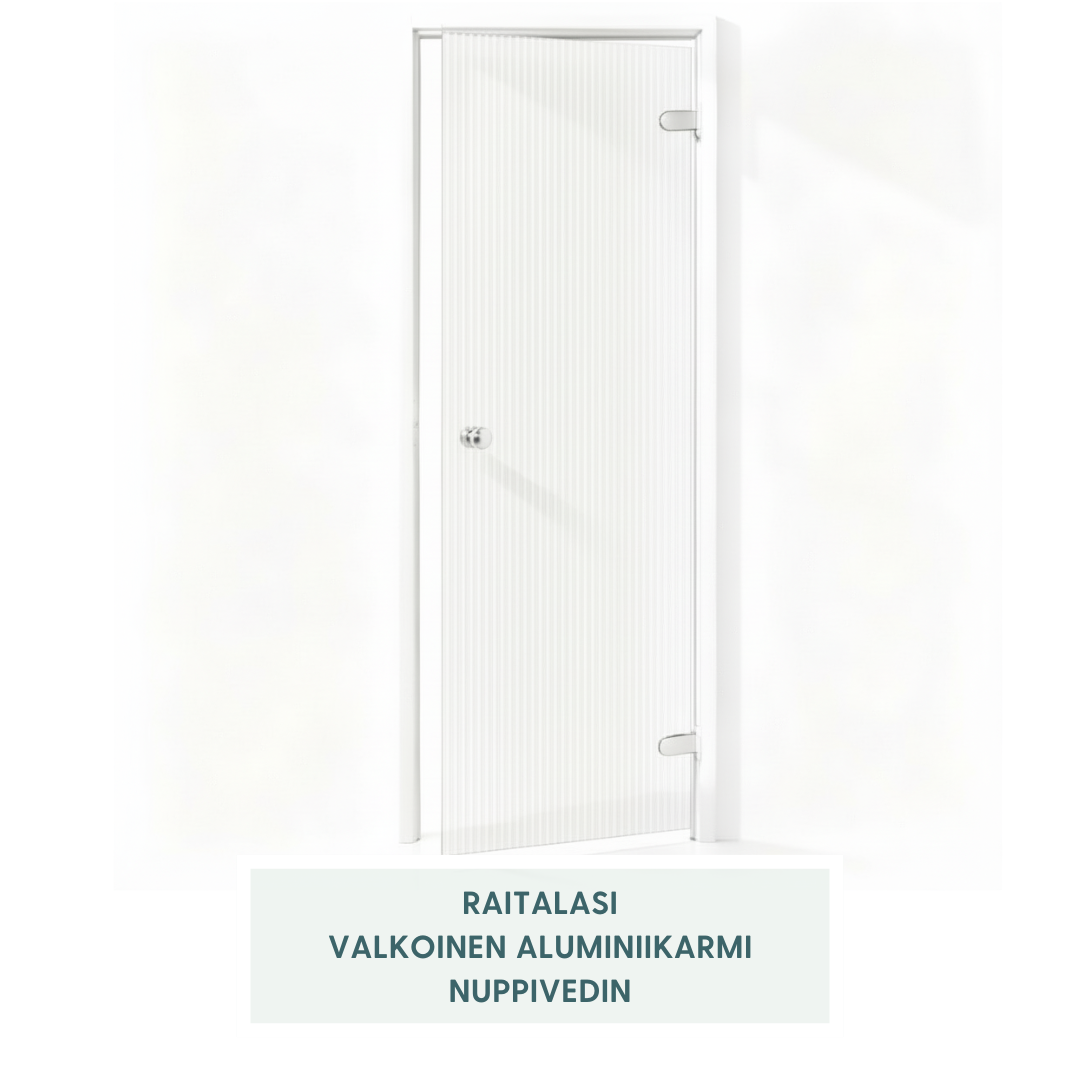 Usva – kylpyhuoneen ja höyrysaunan lasiovi alumiinikarmilla