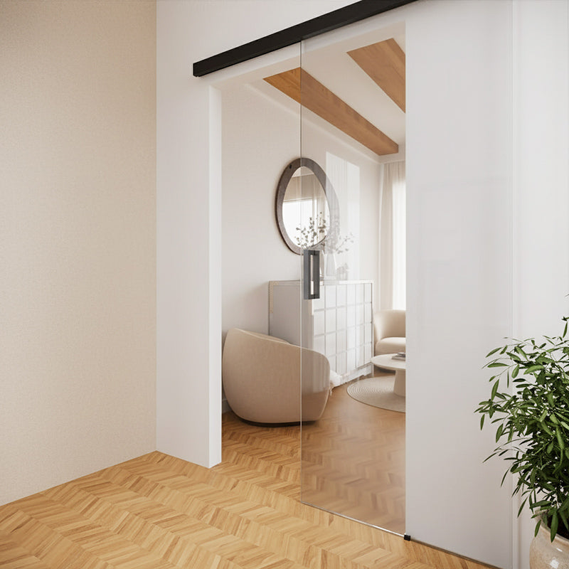 Valo Seinä – kehyksetön lasiliukuovi seinäkiinnityksellä