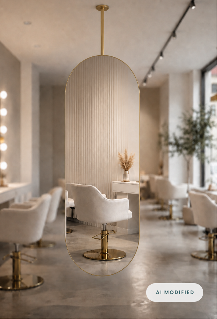 Hanging oval salon mirror with gold-coloured frame