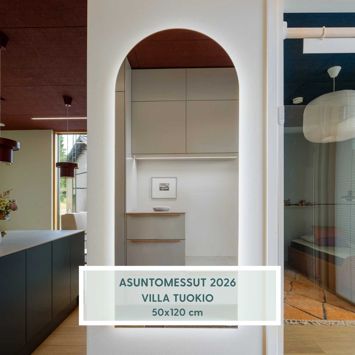 Kaari - Modern Arch Mirror With LED-Lights (50x120 cm)