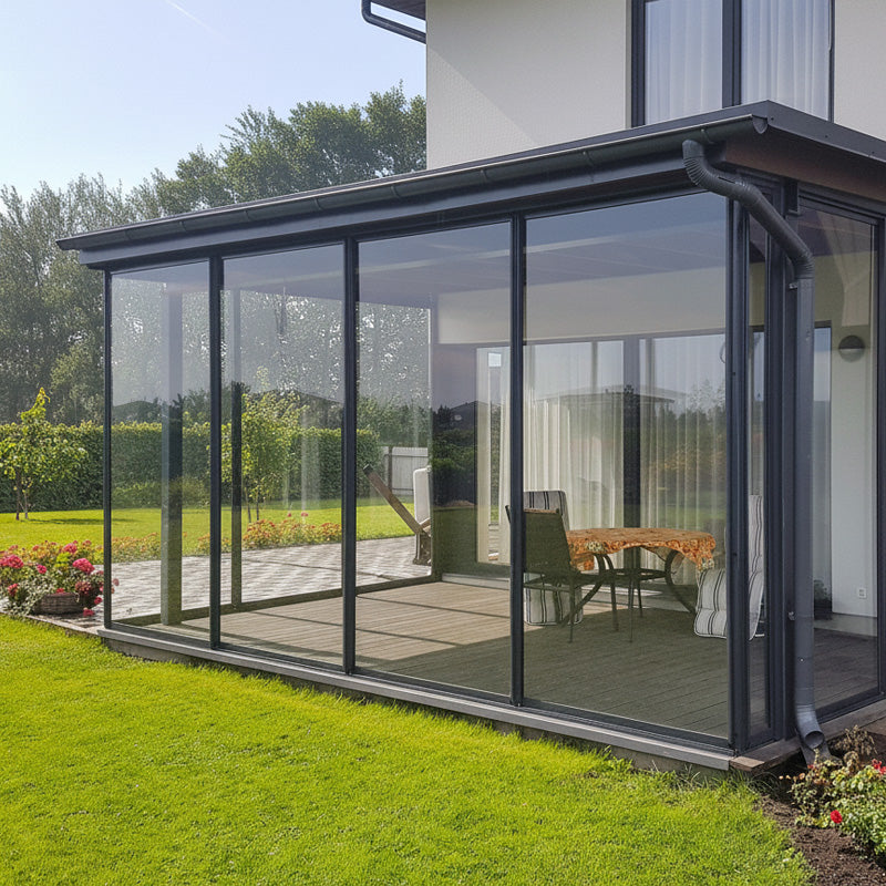Panorama Kehyksellinen terassilasitus - vain liukuovet