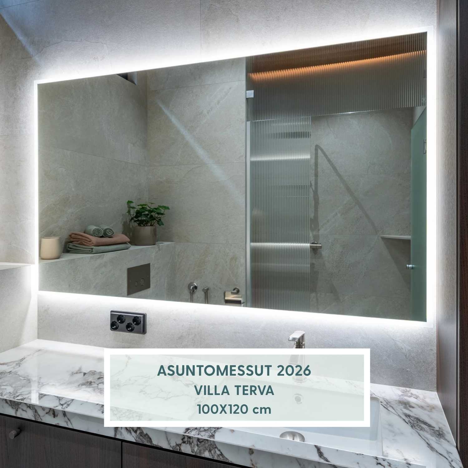 Frameless Rectangle Mirror with LED-lights
