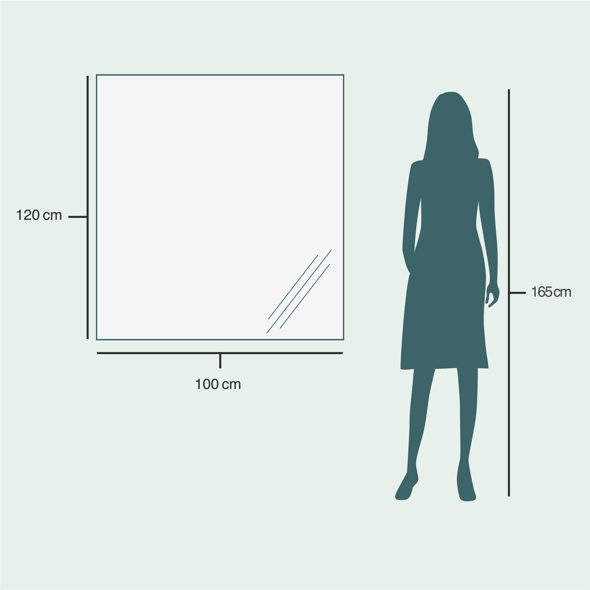 Kehyksetön neliskulmainen peili (100x120 cm)