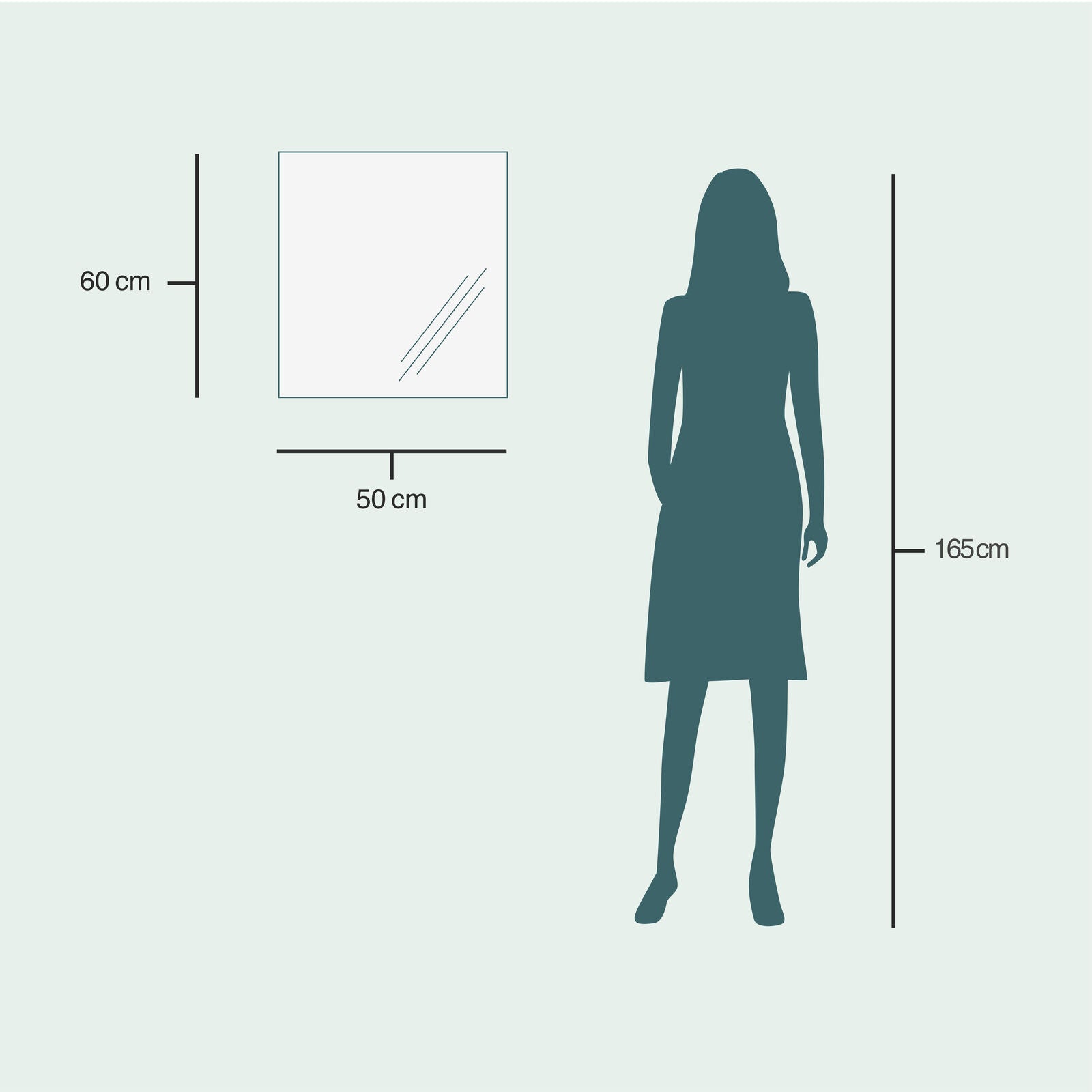 Aitta-peili mustalla kehyksellä (50x60 cm)