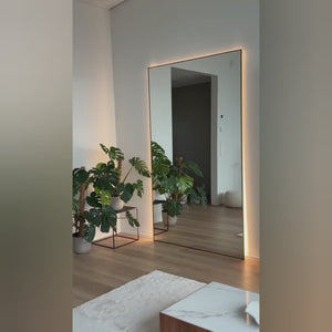 Aitta-peili LED-valoilla ja pronssikehyksellä (100x170 cm)